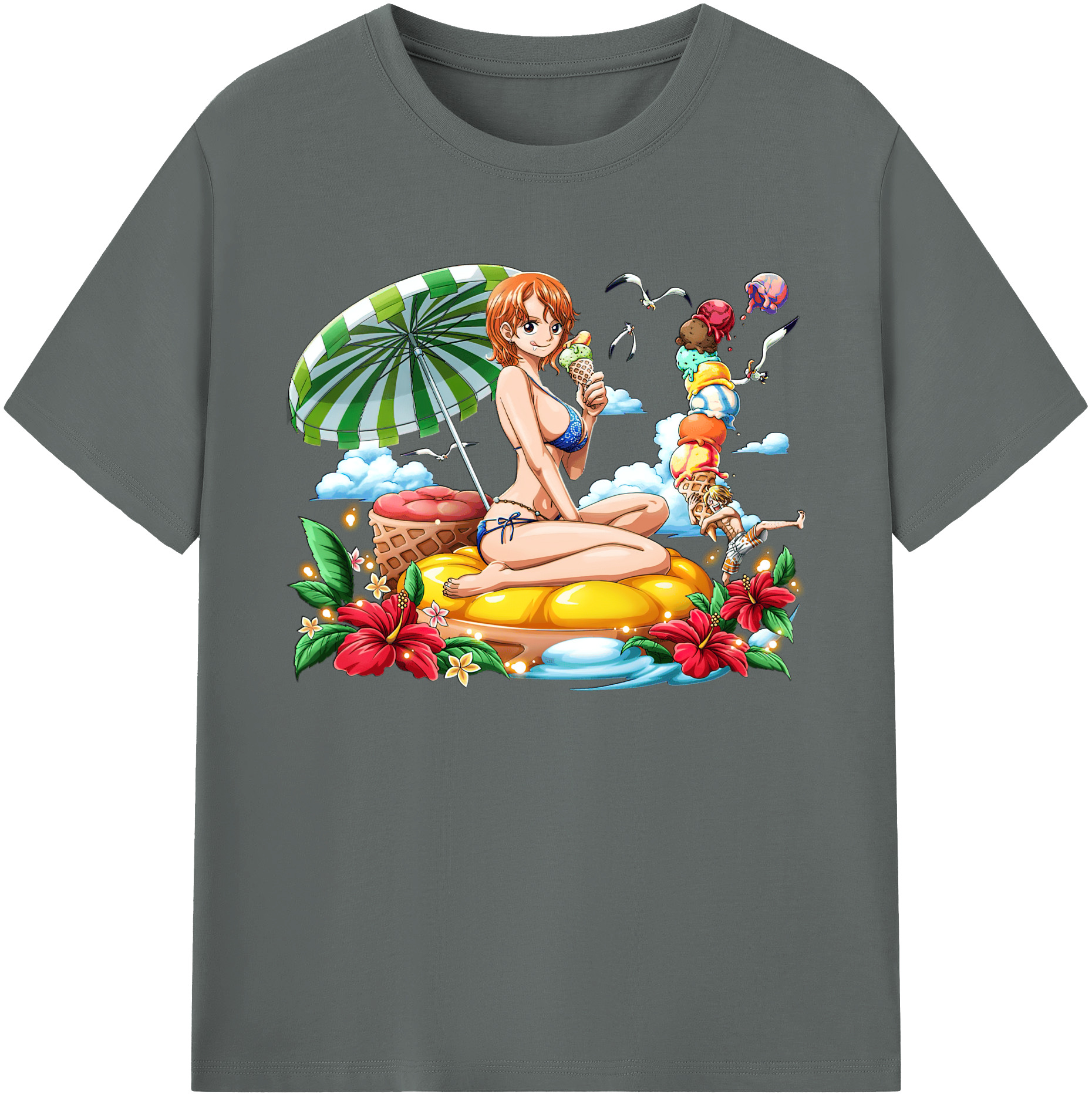 （画像用） ワンピース ナミ ONE PIECE Nami 綿100％ メンズ半袖Tシャツ｜肌触りやわらか＆通気性